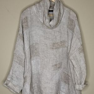 Eskandar linen cowl neck A-Wide Monk Shirt
